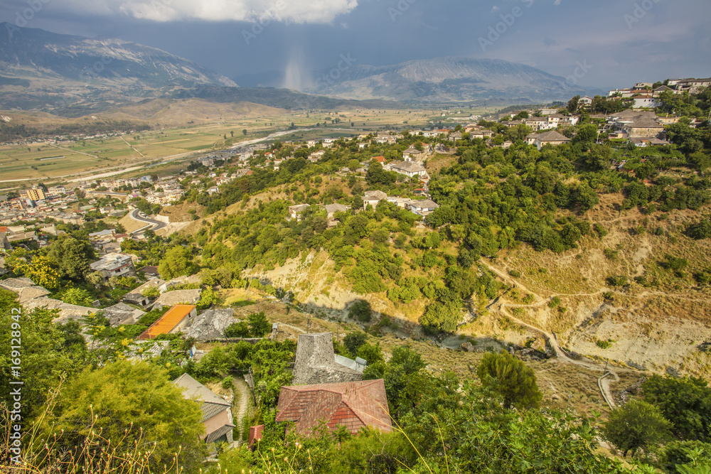 Gjirokastra Town Landscape  Top View from The Castle  Albania