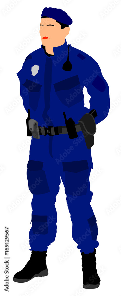 Police officer vector isolated on white background. Policeman on duty.