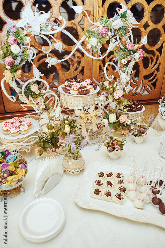 Wedding reception candy bar dessert table