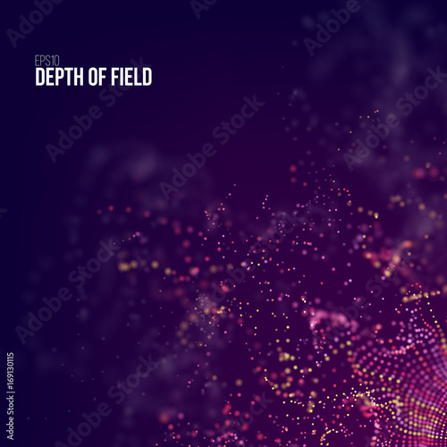 Abstract science background. Futuristic technology 3d vector backdrop with particles glitch flow
