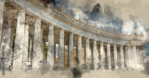 Photography The columns at Peters Square in Rome - The Vatican