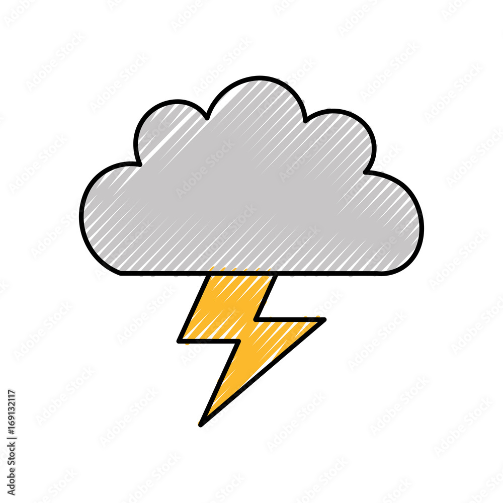 Beautiful fantasy cloud with ray storm electric vector illustration design Beautiful fantasy cloud with ray storm electric vector illustration design