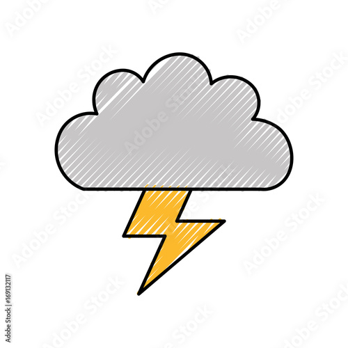 Beautiful fantasy cloud with ray storm electric vector illustration design