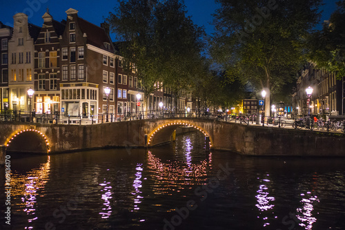 The wonderful bridges over the canals in Amsterdam at night