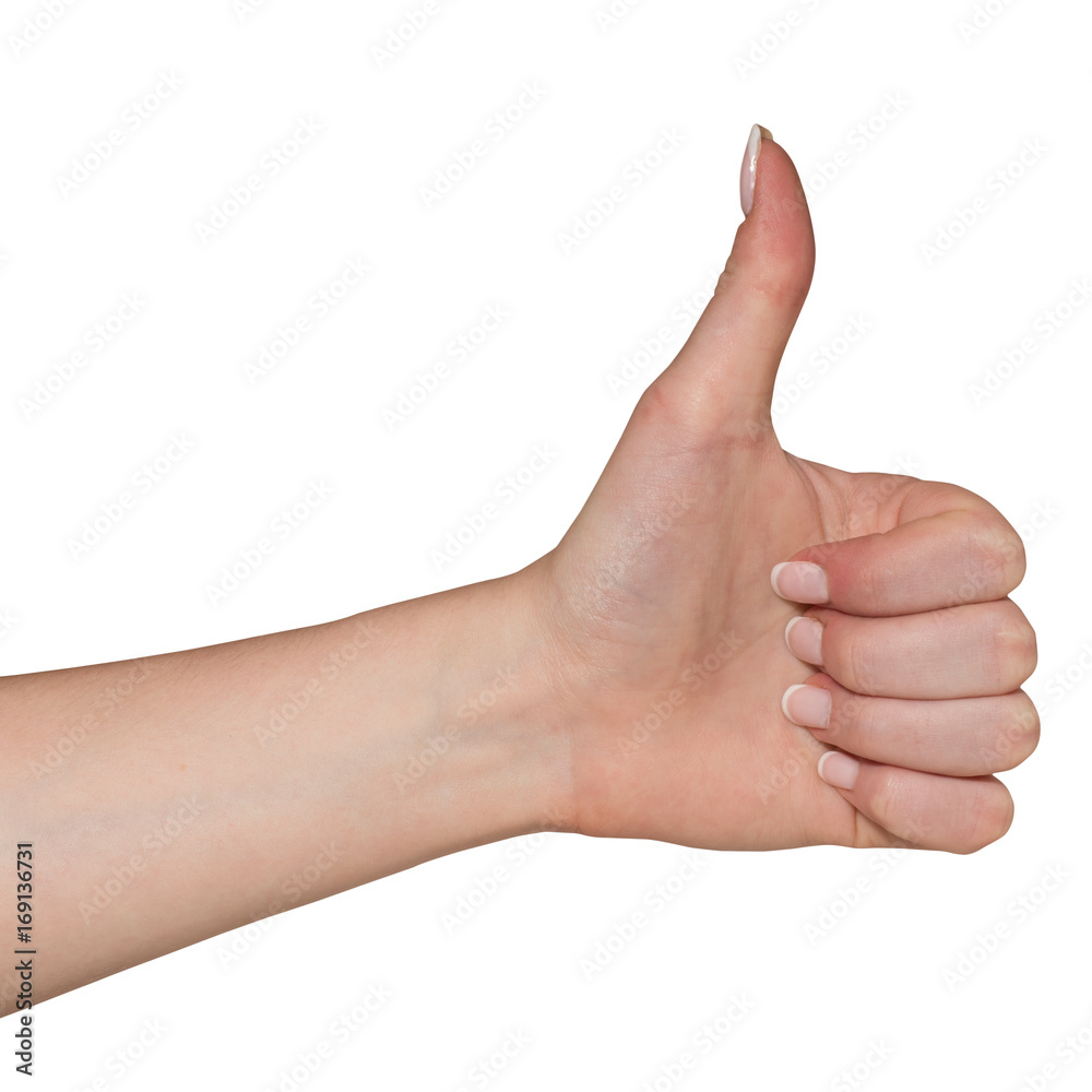 Gesture of the thumb up isolated on a white background Gesture of the thumb up isolated on a white background