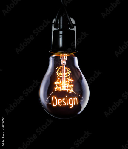 Obraz na płótnie Hanging lightbulb with glowing Design concept. w salonie