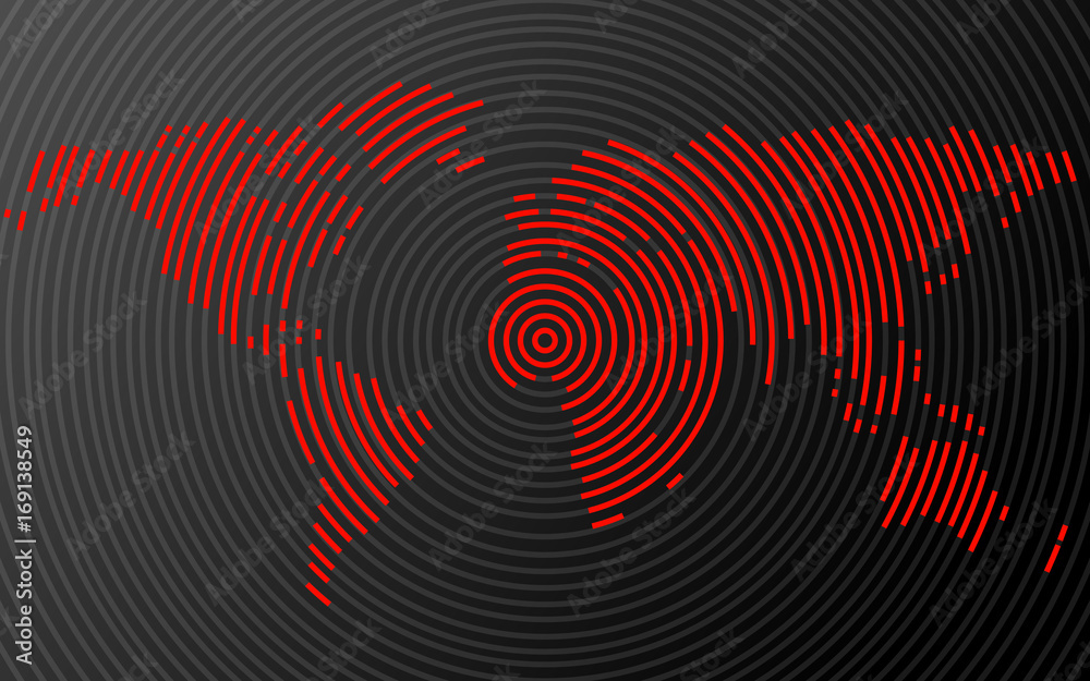 Abstract world map of radial lines. Vector Abstract world map of radial lines. Vector