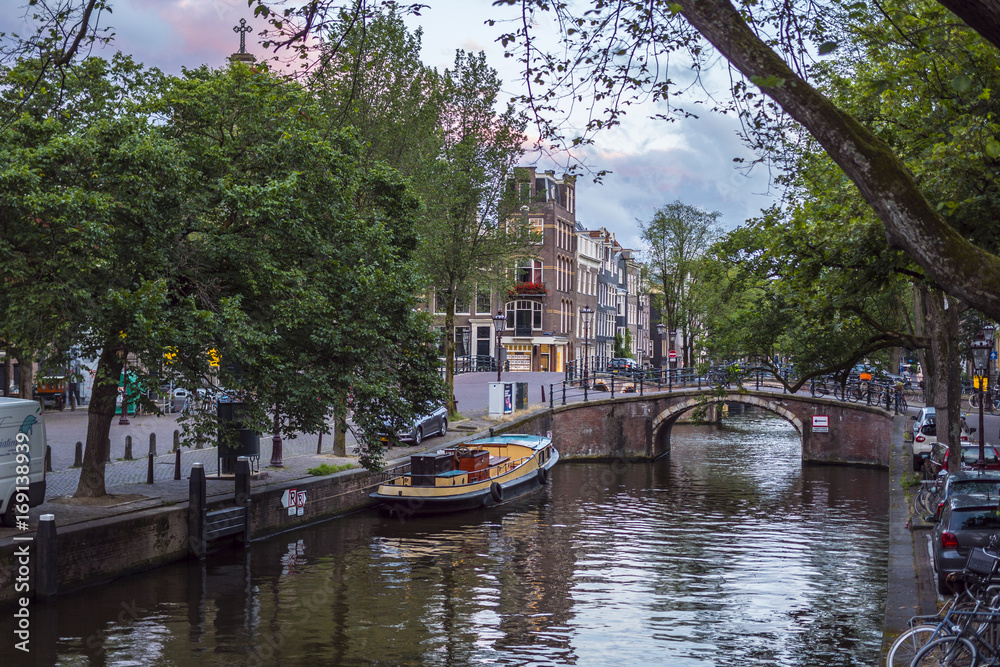 The beautiful city of Amsterdam with its canals and small houses
