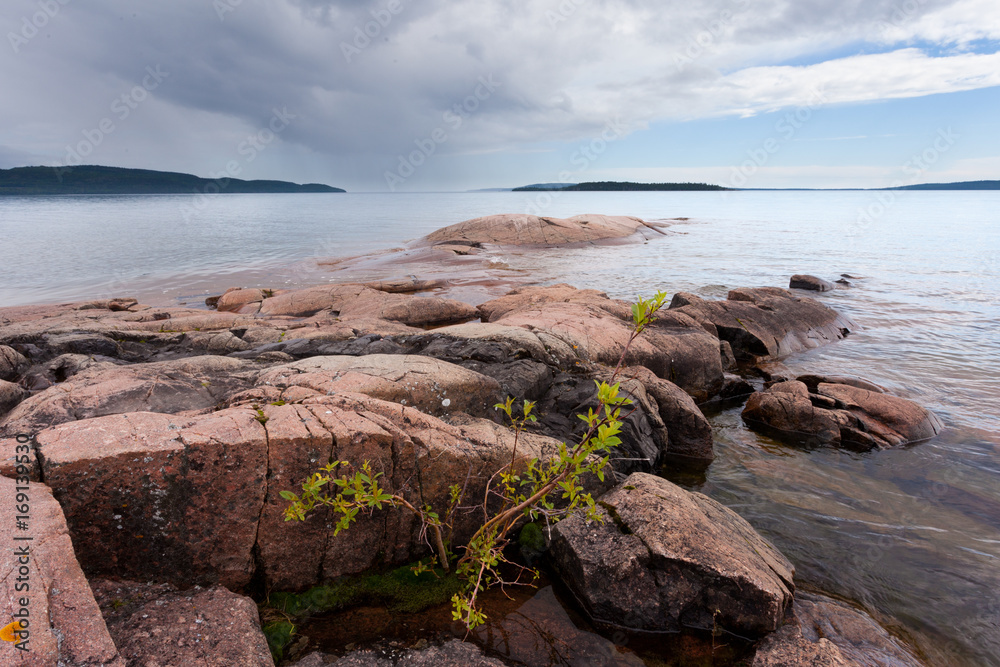 Rocky shore of Lake Superior Ontario ON Canada