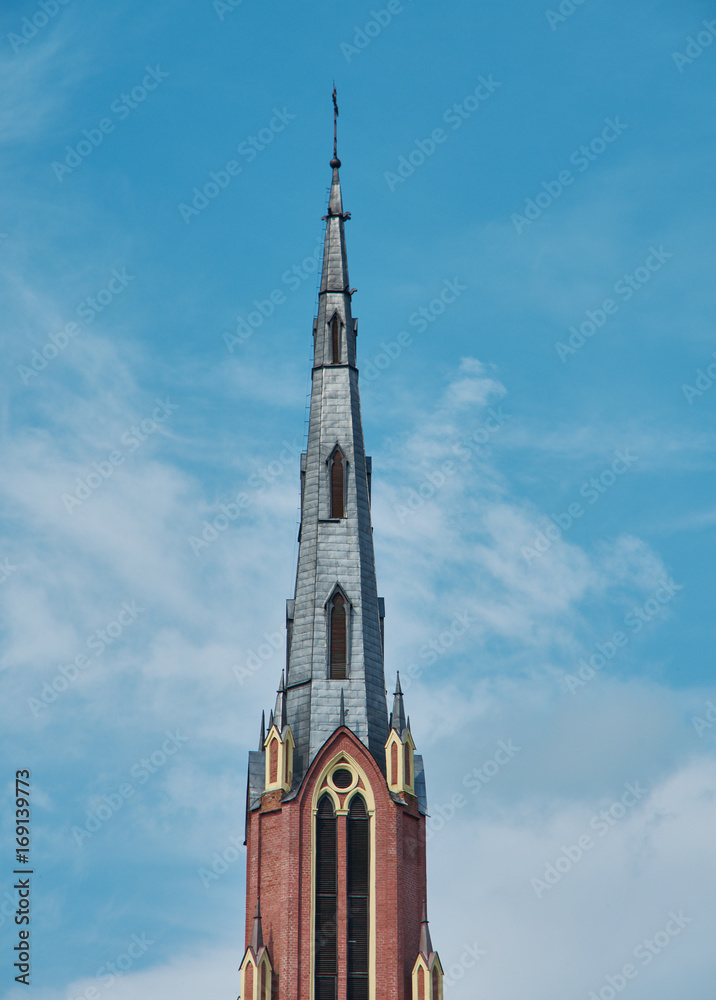 Catholic Church in Gothic  style in Gervyaty . Belarus
