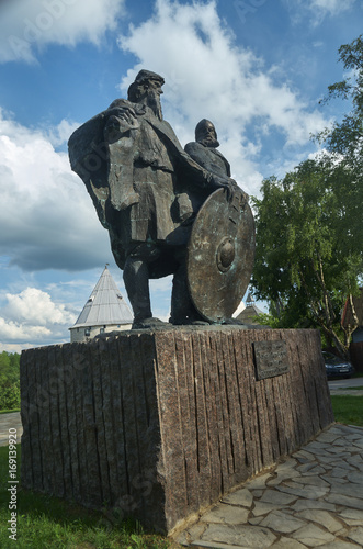 The monument to princes Rurik and Oleg Prophetic in the Old Ladoga.Russia. photo