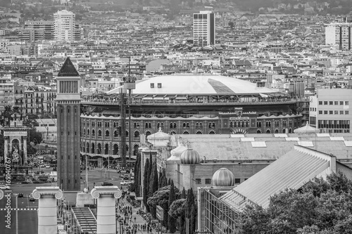 Arena de Barcelona aerial view from Palau Nacional