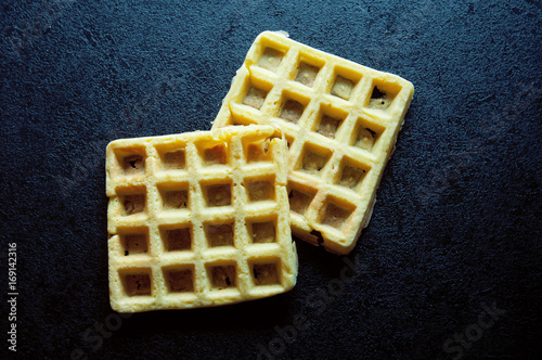 delicious waffle on a black table