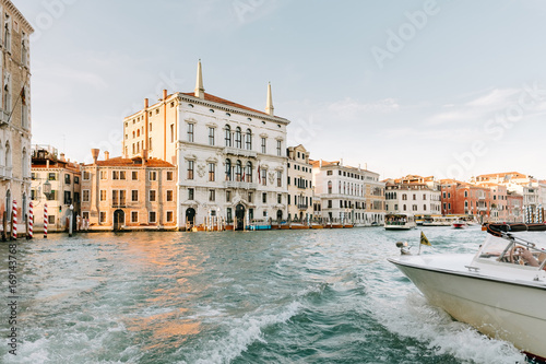 Travelling by water taxi in Venice, Italy photo