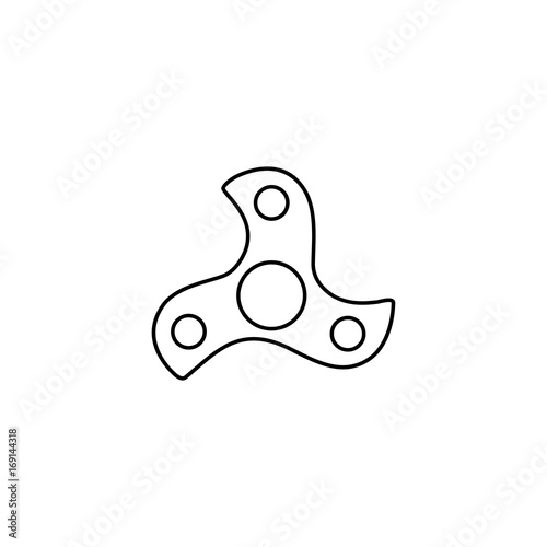 black thin line hand fidget spinner logo. concept of very popular toy gadget for kids or best thing for hyperactivity child. line art style trend logotype graphic