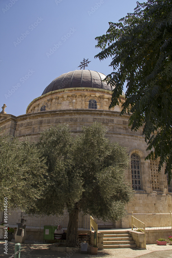 Fototapeta premium Round Ethiopian Church on Ethiopia Street in Jerusalem, Israel. It belongs to the Ethiopian Orthodox Tewahedo Church