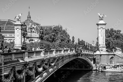 Walking over the most beautiful bridge in Paris - Alexandre III on a sunny day