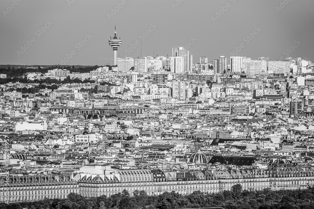 Montmartre hill in Paris - distant aerial view