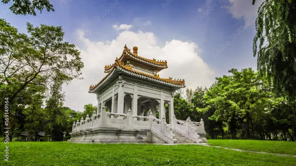 Timelapse of buddha temple in Lumpini central park in Bangkok, Thailand Timelapse of buddha temple in Lumpini central park in Bangkok, Thailand