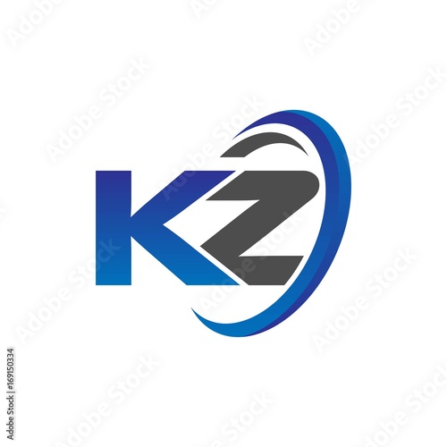vector initial logo letters kz with circle swoosh blue gray