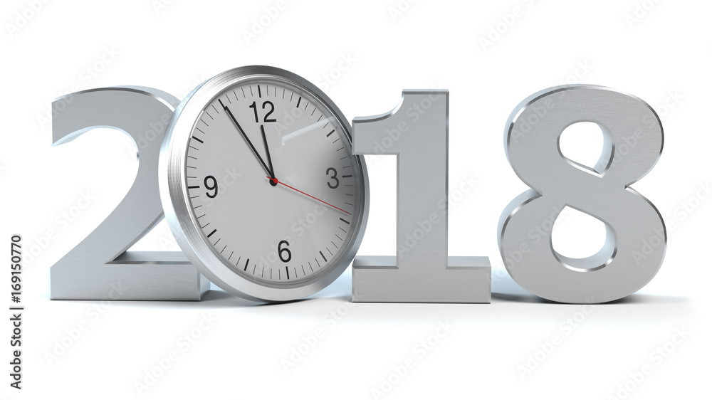 2018 with clock - white background 