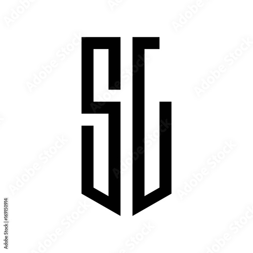 Free Download initial letters logo sl black monogram pentagon shield shape - GFXLoad
