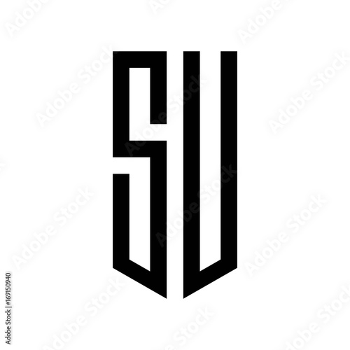 initial letters logo su black monogram pentagon shield shape