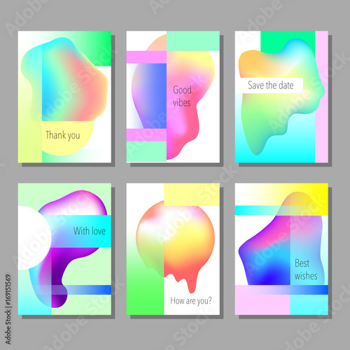 Set of artistic colorful universal cards. Wedding, anniversary, birthday, holiday, party. Design for poster, card, invitation. Vector illustration © dinarachernaya