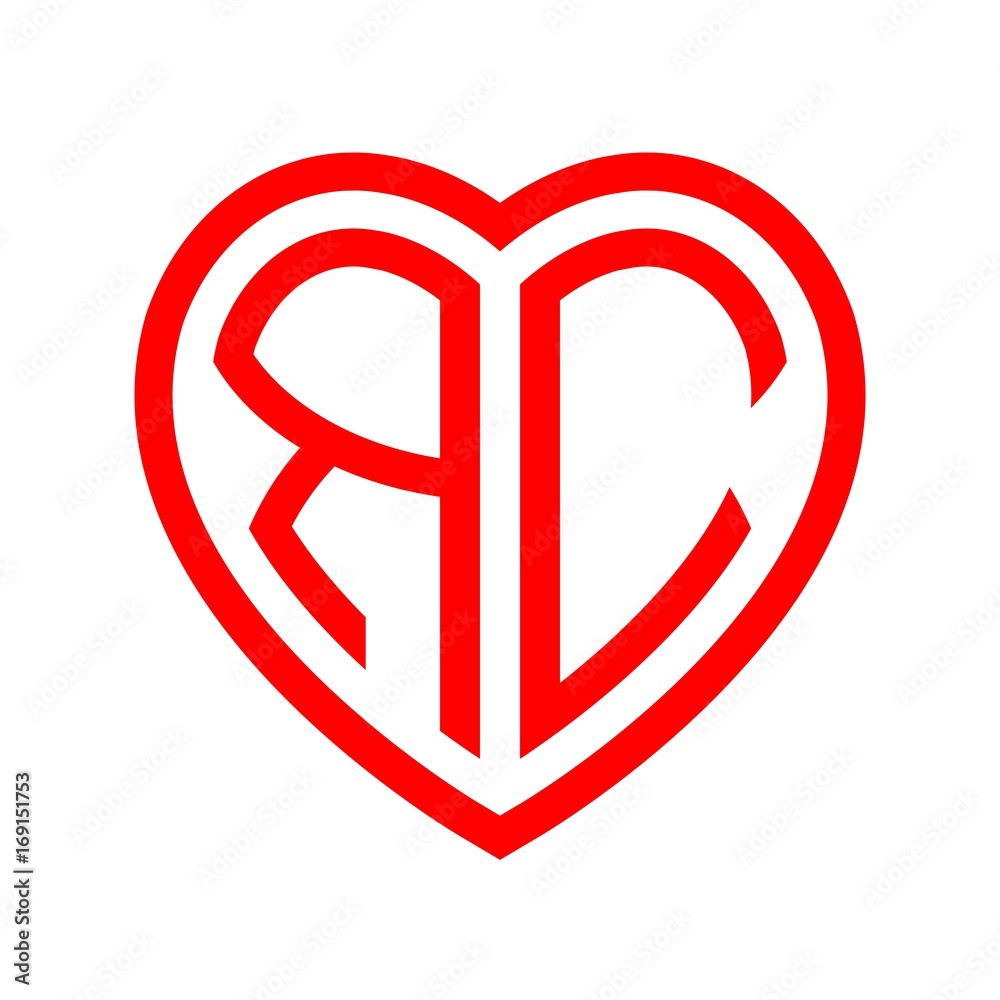 initial letters logo rc red monogram heart love shape initial letters logo rc red monogram heart love shape