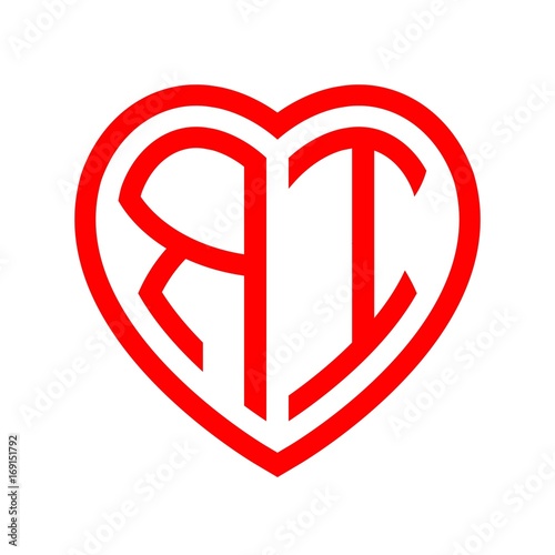 Free Download initial letters logo ri red monogram heart love shape - GFXLoad