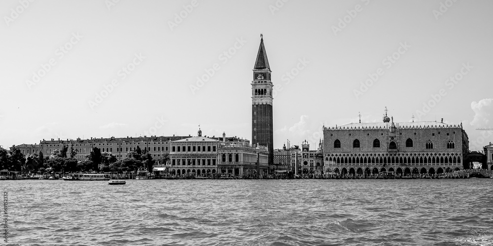 Wide angle view over the skyline of Venice at San Marco