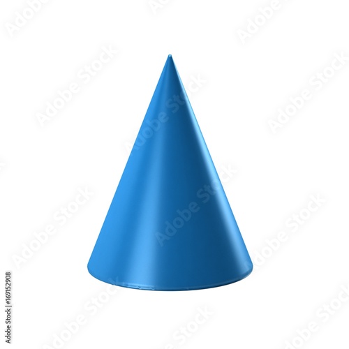 Blue Cone in white background. 3D Render Illustration