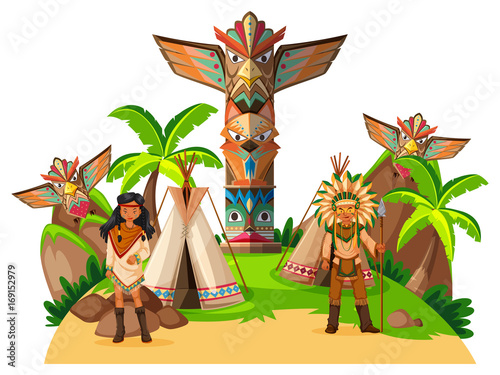 Two native american indians at the camp