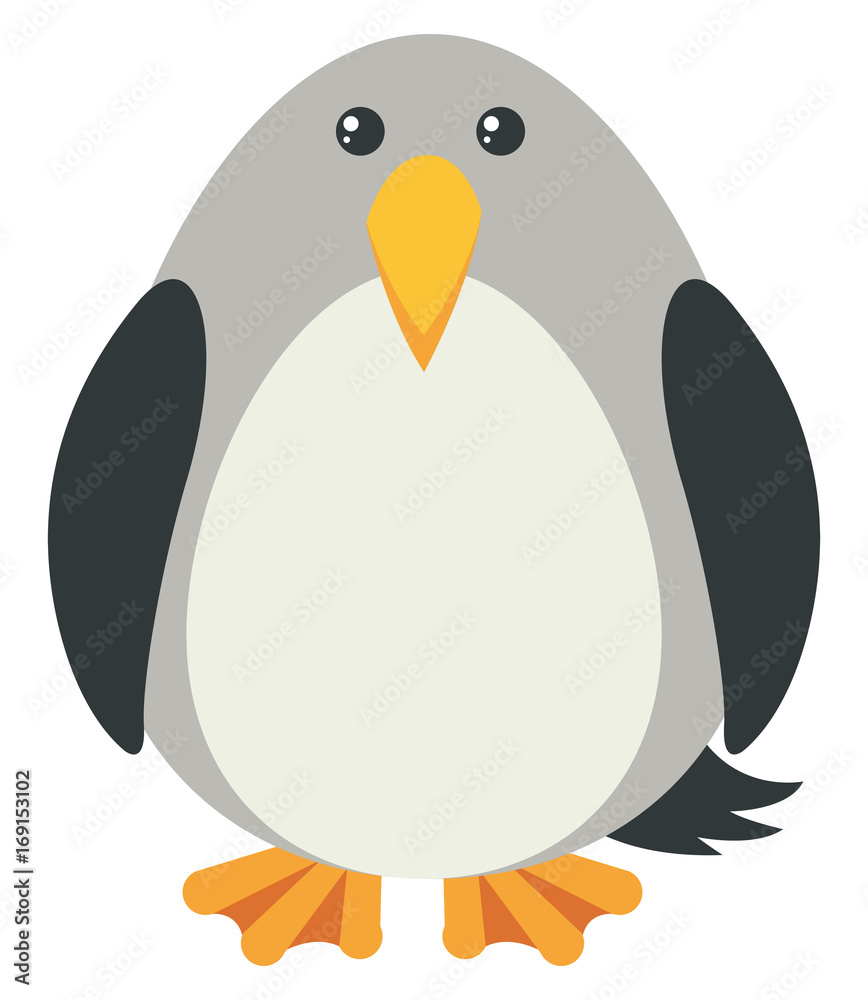 Gray bird with happy face Gray bird with happy face