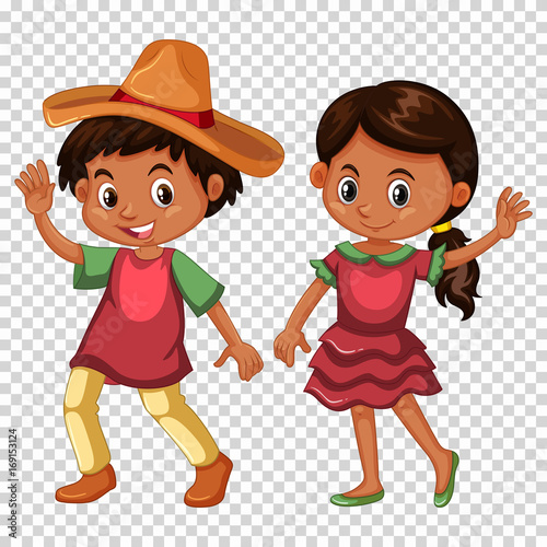 Mexican boy and girl in costume