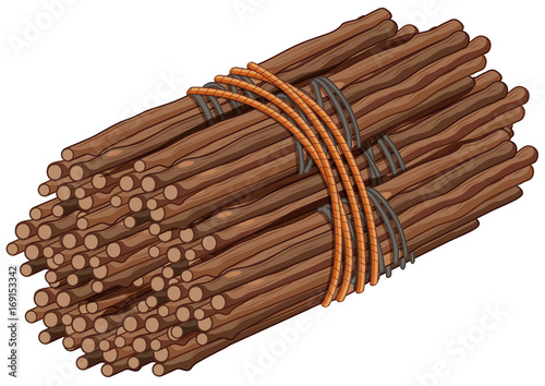 Wooden sticks in big bundle