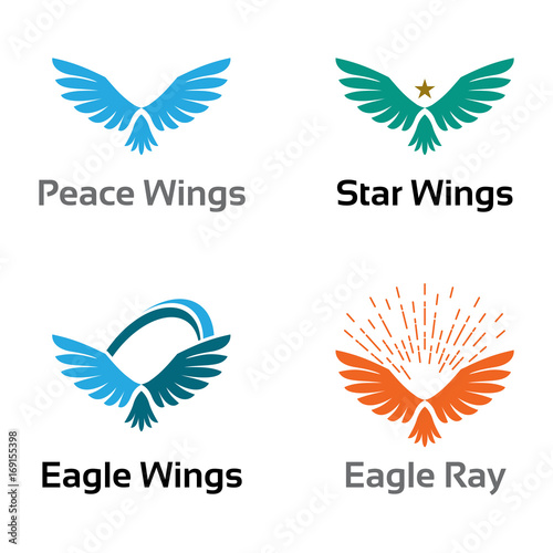 Eagle Bird Wings Flying Abstract Logo Template