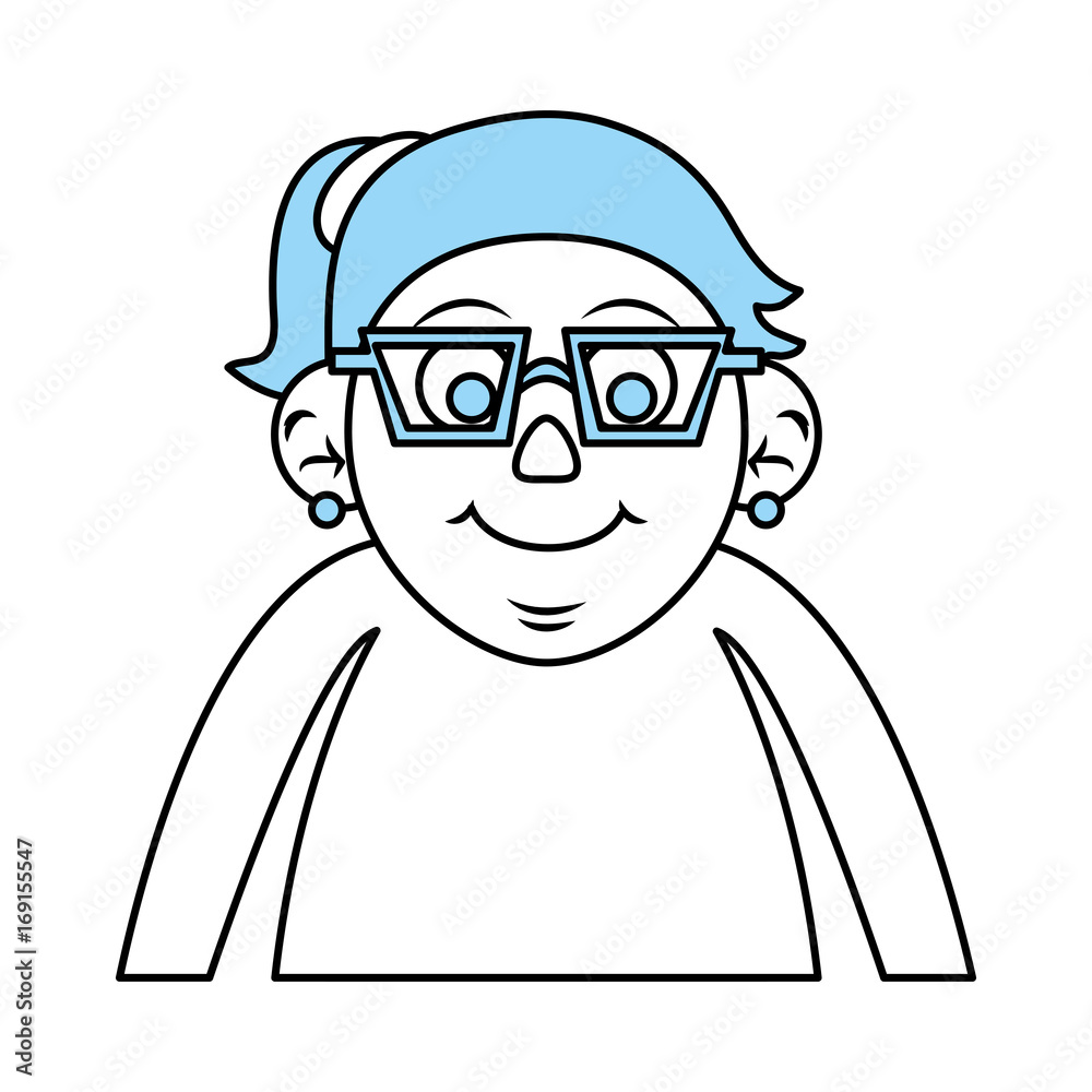Flat line old woman monocromatic over white background vector illustration Flat line old woman monocromatic over white background vector illustration