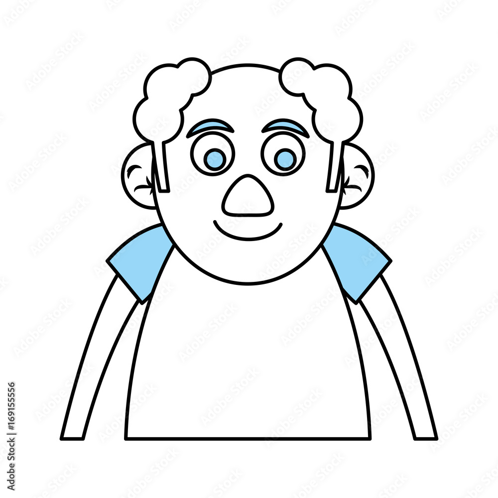Flat line old man monocromatic over white background vector illustration Flat line old man monocromatic over white background vector illustration