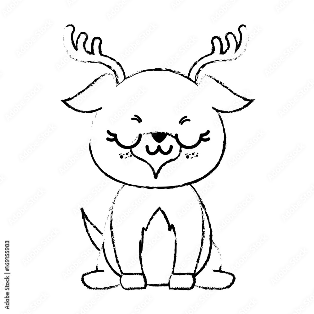 kawaii deer animal icon over white background vector illustration