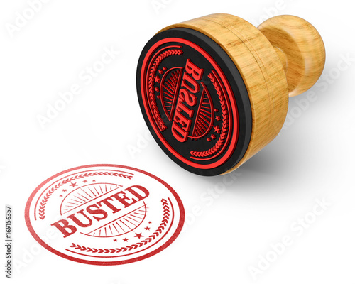 Busted red grunge round stamp isolated on white Background