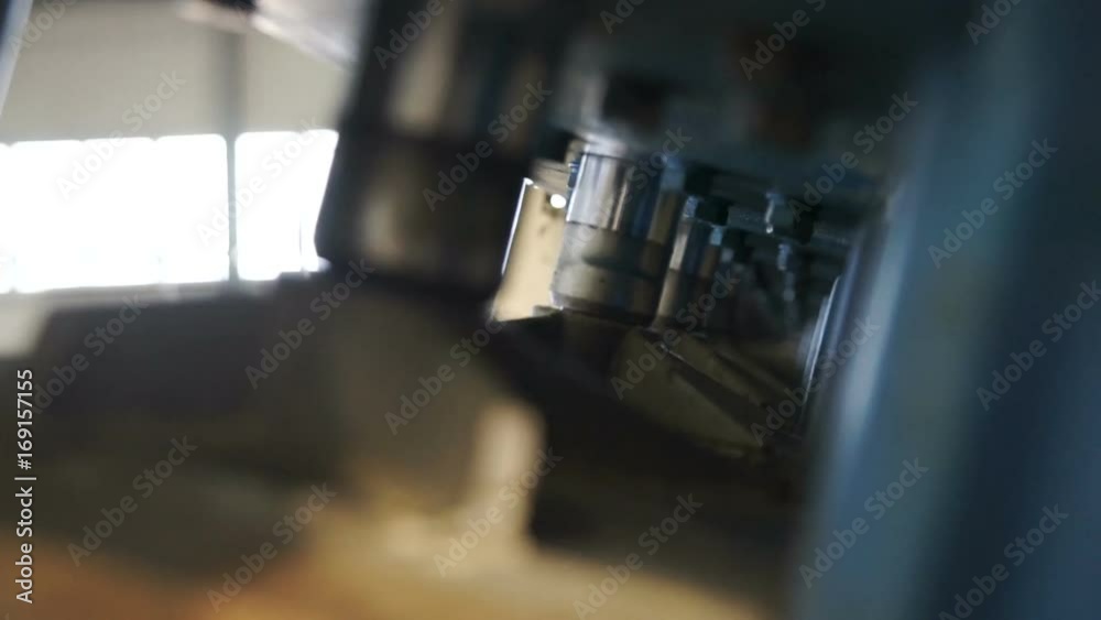View of glued wood are pressing, close up View of glued wood are pressing, close up