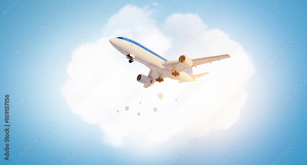 Airliner in sky. Mixed media Airliner in sky. Mixed media