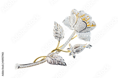 Billede på lærred flower broochs on white background