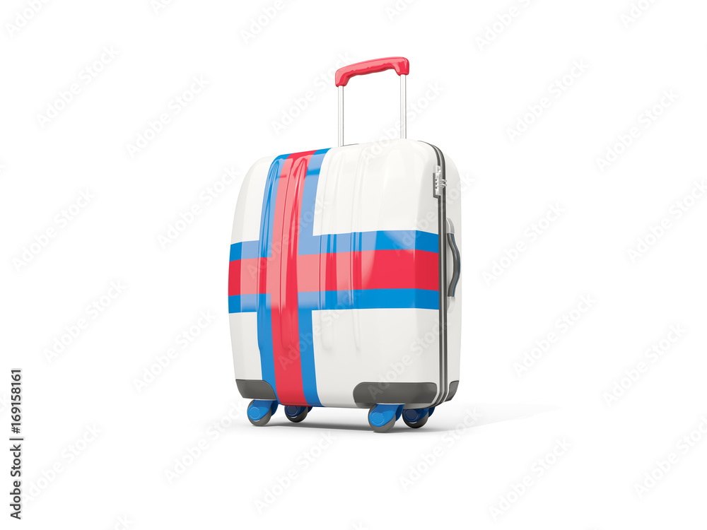 Luggage with flag of faroe islands. Suitcase isolated on white Luggage with flag of faroe islands. Suitcase isolated on white