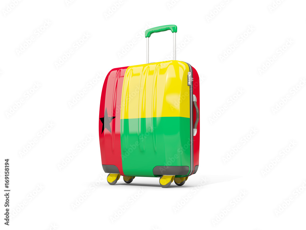 Luggage with flag of guinea bissau. Suitcase isolated on white Luggage with flag of guinea bissau. Suitcase isolated on white