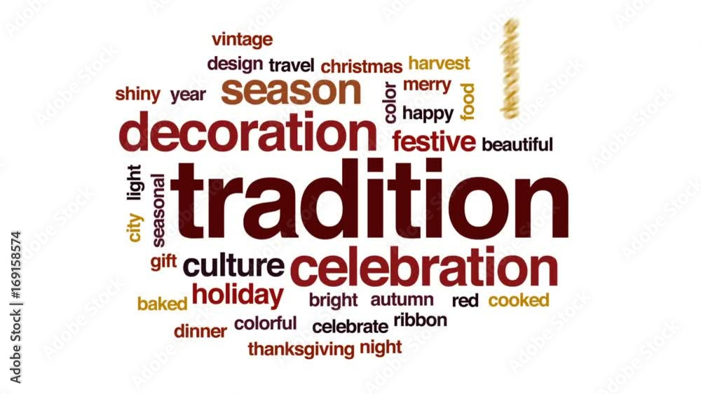 Tradition animated word cloud, text design animation. Tradition animated word cloud, text design animation.