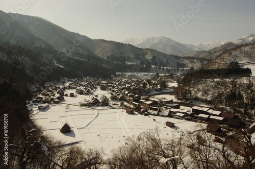Shirakawago in Japan, Gassho-Style Village in winter 飛騨白川郷 冬の朝