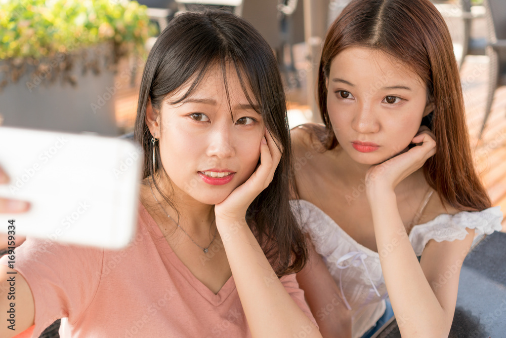 tow girls making selfie tow girls making selfie