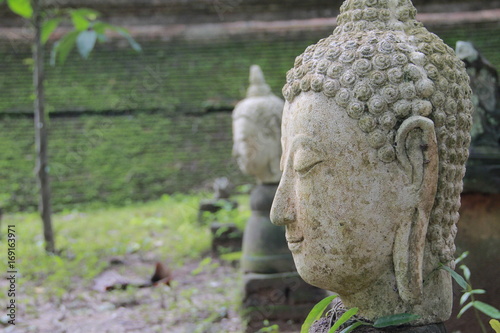 Sculpture, statue, Buddha's face, religious representative Made of stone
